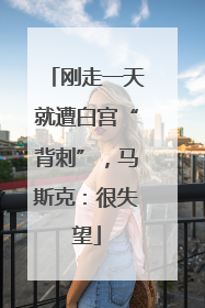 刚走一天就遭白宫“背刺”，马斯克：很失望